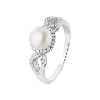 Beneto Bague en argent avec cristaux et perle véritable AGG205 - Circuit : 50 mm