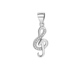 Beneto Pendentif clé de sol en argent et zircone AGH591