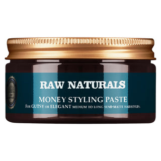 Pasta modellante per capelli Raw Naturals Money Styling senza parabeni, tenuta forte, capelli da medi a forti, 100 ml