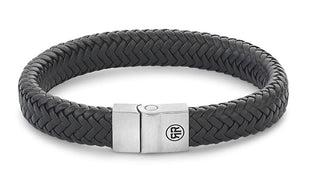 Rebel&Rose Bracciale In Pelle Nera Opaca Marrone A Spina Di Pesce Rr-M0019-S - Dimensioni: 16,5 Cm - S