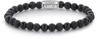 Rebel&Rose Braccialetto Di Perline Black Rocks Rr-60033-S - Dimensioni: 20 Cm - L+