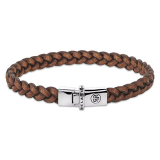 Rebel&Rose Bracciale In Pelle Marrone Intrecciata Piccola Color Cognac Grezzo Rr-L0171-S - Lunghezza: 19 Cm
