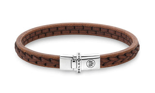 Rebel&Rose Bracciale In Pelle Marrone Cognac Intrecciata Rr-L0156-S - Dimensioni: 19 Cm - L