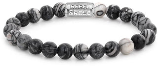 Rebel&rose Beaded Bracciale Black Wolf RR-80032-S - Dimension: 19 cm - L