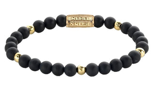 Rebel&Rose Bracciale Con Perline Madonna Nero Opaco Rr-60078-G - Dimensioni: 17,5 Cm - M