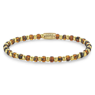 Rebel&Rose Bracciale Con Perline In Oro E Tigre Mix Glass Rocks Rr-40146-G - Lunghezza: 17,5 Cm