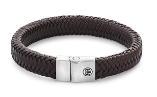 Rebel&Rose Bracciale In Pelle Marrone Herringbone Brown Matt Rr-M0022-S - Dimensioni: 20 Cm - L+