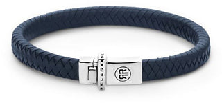 Rebel&rose Blue leather Bracciale Small Braided Blue RR-L0150-S - Dimension: 15 cm - XS