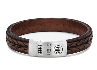 Rebel&Rose Bracciale Da Uomo In Pelle Intrecciata Cognac Rr-L0079-S - Dimensioni: 19 Cm - L