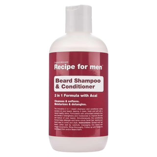 Recipe For Men Shampoo e Balsamo per Barba Detergente e Condizionante Shampoo per Barba Idratante 250 ml
