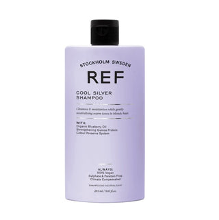 Ref Champú para el cabello sin sulfatos, color plata frío, neutralizador de tonos cálidos, 285 ml