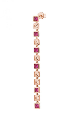 Rosato Orecchino Singolo Lungo In Bronzo Con Zirconi Cubici Rzcu81