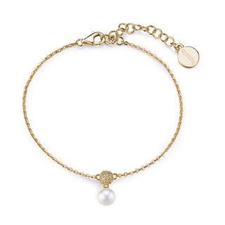 Rosato Elegante Bracciale Placcato Oro Con Perla Azzurra Rzaz015