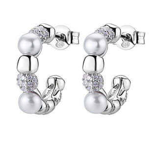 Rosato Luxurious hoop Orecchini con genuine pearls e zircons Azzurra RZAZ035