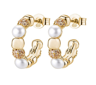 Rosato Luxurious hoop Orecchini con genuine pearls e zircons Azzurra RZAZ036
