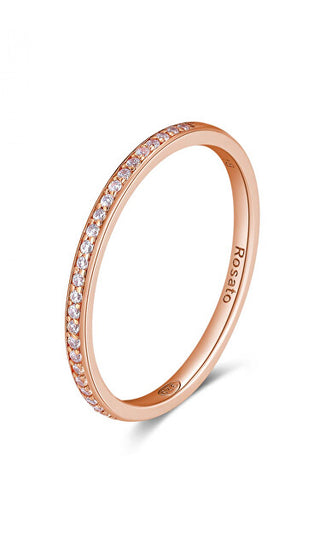 Rosato Anello Minimalista In Bronzo Con Zirconi Allegra Rza030 - Circuito: 56 Mm