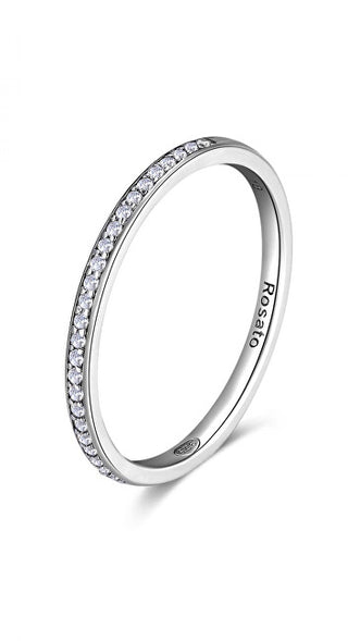 Rosato Bague minimaliste en argent avec zircons Allegra Rza029 - Circonférence : 58 Mm 