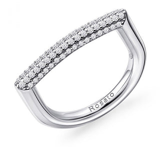 Rosato Anello Moderno In Argento Con Zirconi Bianca Rzbi33 - Circuito: 56 Mm