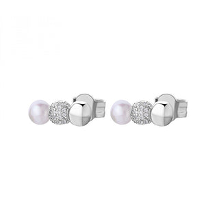 Rosato Long silver Orecchini con zircons e pearls Azzurra RZAZ023
