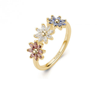 Rosato Gold-plated flower Anello with cubic zirconia Gaia RZGA82 - Circuit: 54 mm