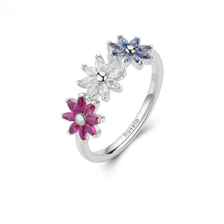 Rosato Silver flower Anello con cubic zirconia Gaia RZGA81 - Circonferenza: 56 mm