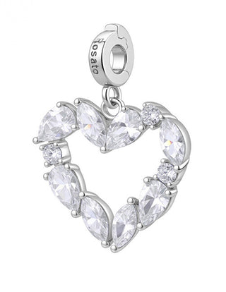 Rosato Ciondolo A Forma Di Cuore In Argento Con Zirconi Cubici Storie Rz245R