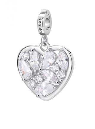 Rosato Silver heart Ciondolo con clear zircons Storie RZ242R