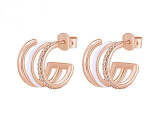 Rosato Orecchini A Triplo Cerchio In Argento Sterling Gaia Rzga26