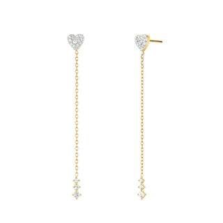 Rosefield Long gold-plated Orecchini Hearts with crystals JEHLG-J1277