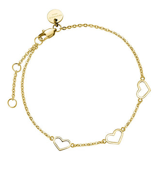 Rosefield Delicato Bracciale Placcato Oro Con Cuori Toccombo Jbthg-J537