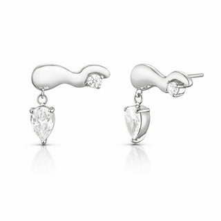 Rosefield Steel modern Orecchini with crystals Wave JEMWS-J1324