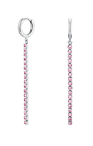 Rosefield Deliziosi Orecchini In Acciaio Con Cristalli Rosa Tennis Jetrs-J923