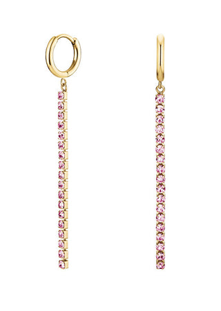 Rosefield Deliziosi Orecchini Placcati Oro Con Cristalli Rosa Tennis Jetrg-J917
