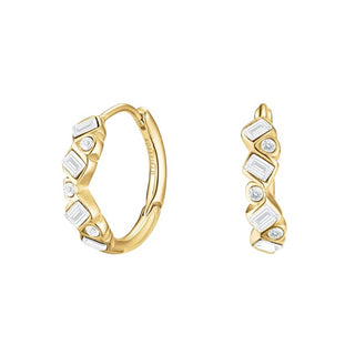 Rosefield Boucles d'oreilles plaquées or éclatantes avec cristaux baguette Jecbg-J1171 