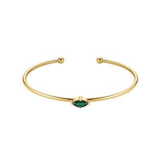 Rosefield Bracciale Aperto Solido Con Cristallo Swarovski Verde Jbemg-J1242