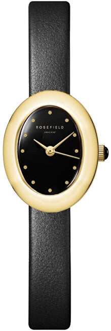 Rosefield Ovale Nero Opaco Nero Pelle Oro Ovbglg-Ov18