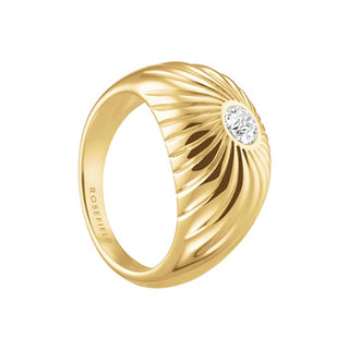 Rosefield Lussuoso Anello In Acciaio Placcato Oro Con Cristalli Solitaire Jrbt - Circuito: 52 Mm
