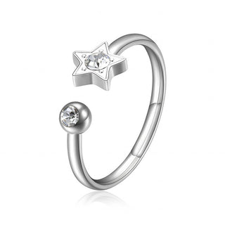 S'agapõ Sparkling steel Anello Star with crystal Click SCK89