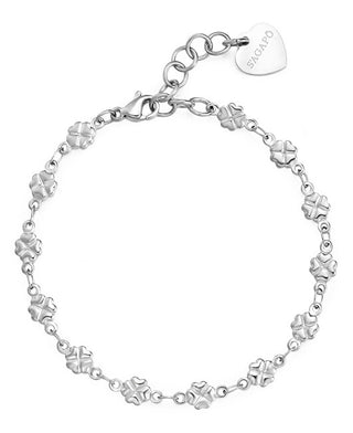S'Agapõ Bracciale In Acciaio Con Motivo A Trifoglio Grosso Shk96