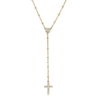 S'Agapõ Collar de mujer chapado en oro con cruz Dazzly Sdz137 
