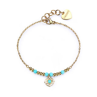 S'Agapõ Bracciale Da Donna Placcato Oro Con Turchese Occhio Di Dio Strega Swh12