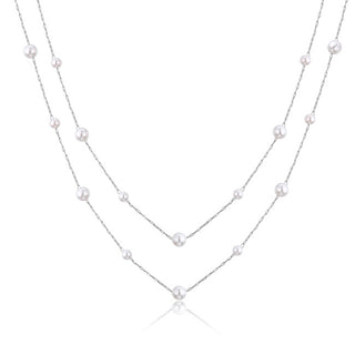 S'Agapõ Collana Con Doppia Perla In Acciaio Wisdom Swi09