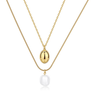S'agapõ Double Gold Plated Shell Wisdom Pearl Collana SWI42