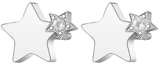 S'Agapõ Eleganti Orecchini In Acciaio Con Cristalli Click Sck45