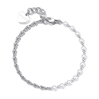 S'agapõ Elegant steel Bracciale with chunky pearls SHK67