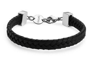 S'Agapõ Bracciale Da Uomo In Similpelle Nera Ripple Srp75