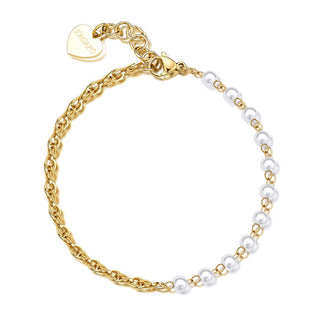 S'Agapõ Elegante Large Pearl Bracelet Gold Plated Shk68 