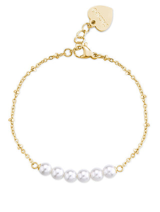 S'Agapõ Elegante Pulsera chapada en oro con perlas Wisdom Swi20 