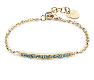 S'Agapõ Elegante Bracciale Placcato Oro Con Cristalli Azzurri Dazzly Sdz18