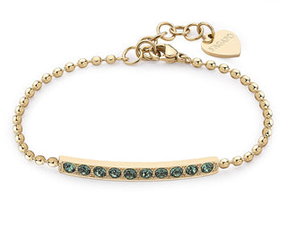 S'Agapõ Elegante Bracciale Placcato Oro Con Cristalli Dazzly Verdi Sdz19